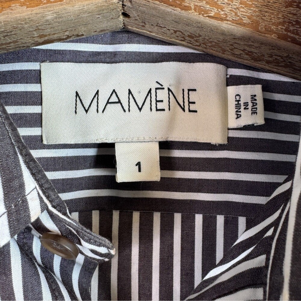MAMENE Striped Button Down Shirt Oversize Top Blouse Women’s Size 1 - Picture 3 of 6